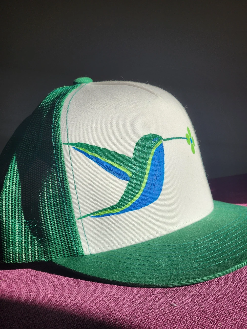 The Classic Green & White Hummingbird Trucker Cap